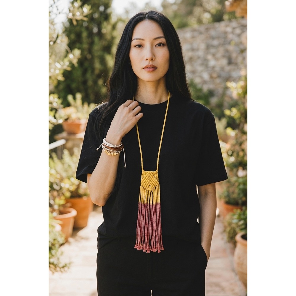 Paparazzi Macrame Fringe Necklace Earring Set & Multi Strand Wrap Bracelet Boho